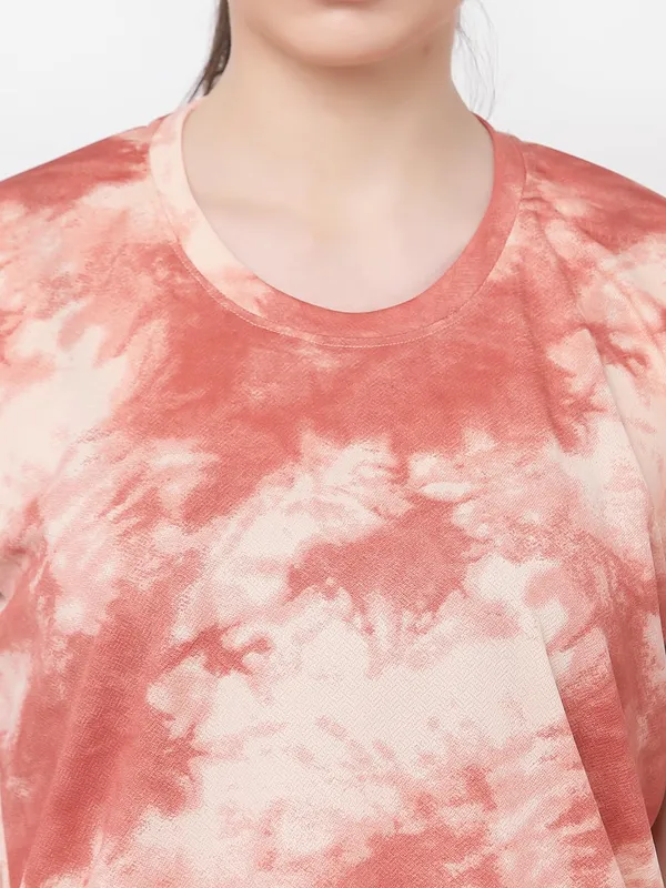 Peach_Regular_Fit_Printed_Half_Sleeves_Round_Neck_Gym_Sports_T-Shirt_For_Women_&_Girls