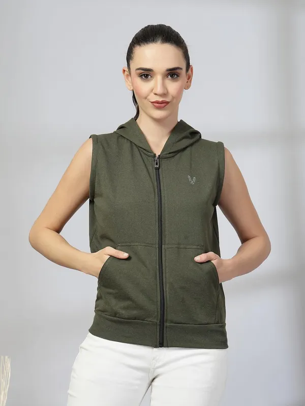 Green_Cotton_Blend_Standard_Length_Jacket_For_Women_&_Girls
