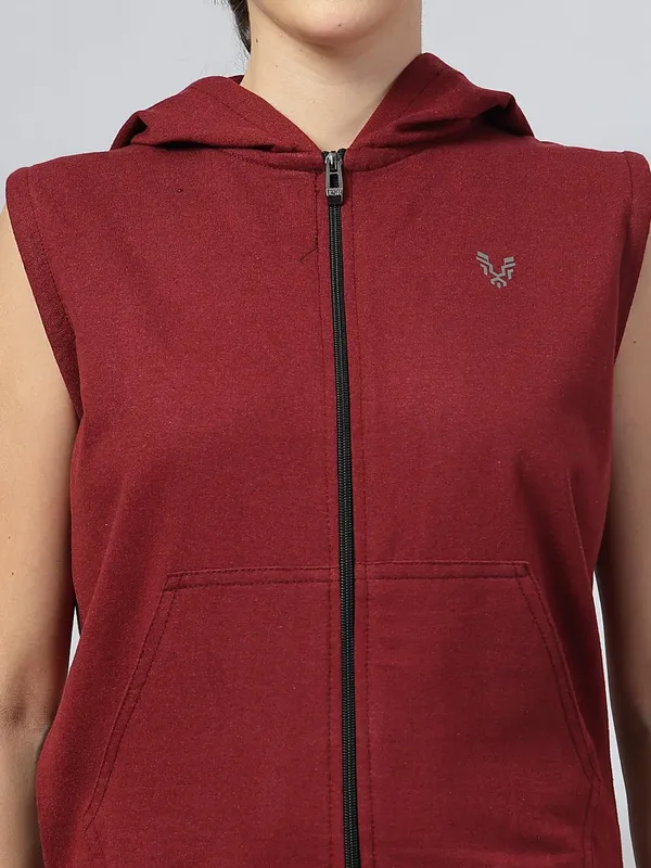 Wine_Cotton_Blend_Standard_Length_Jacket_For_Women_&_Girls