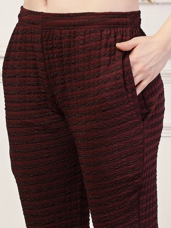 Wine_Flared_Fit_Puff_Bell_Bottom_Trousers_With_Side_Pockets_For_Women_&_Girls