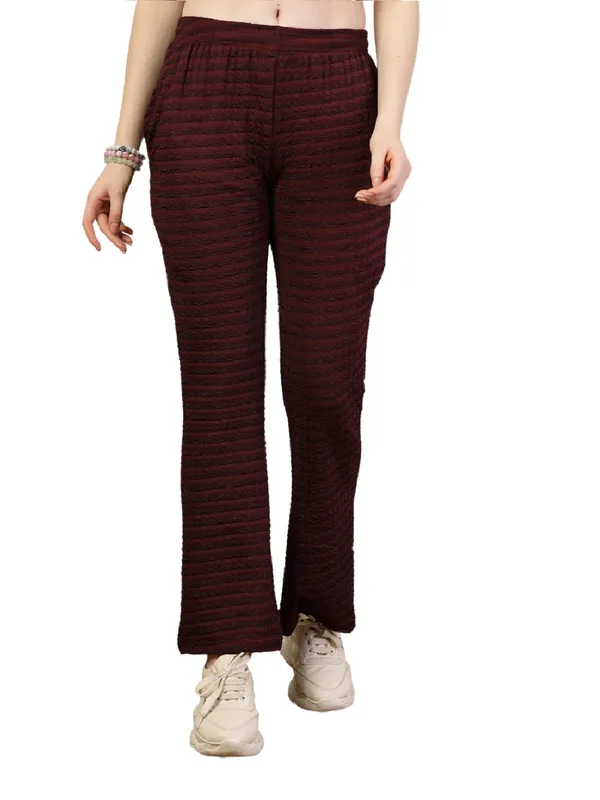 Wine_Flared_Fit_Puff_Bell_Bottom_Trousers_With_Side_Pockets_For_Women_&_Girls