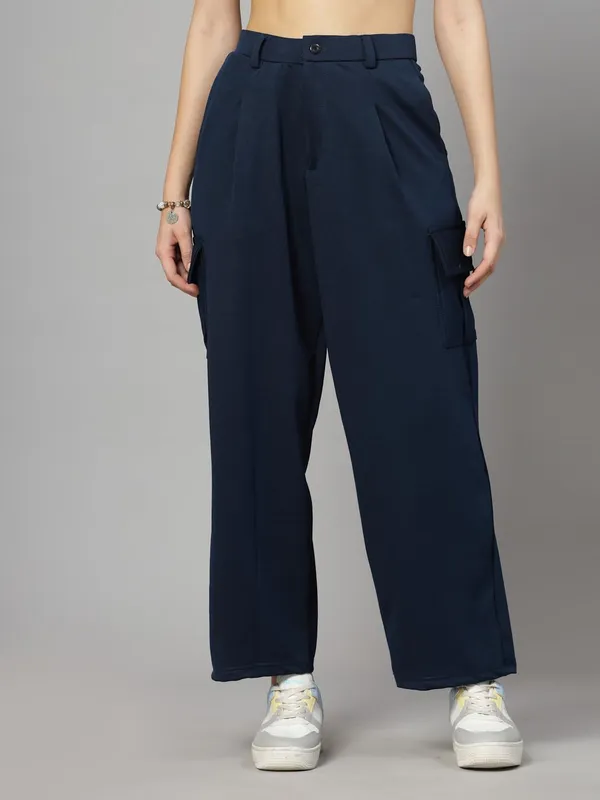 Silver_Relaxed_Fit_Cargo_Trouser_4_Pockets_Baggy_Pants_For_Women_&_Girls