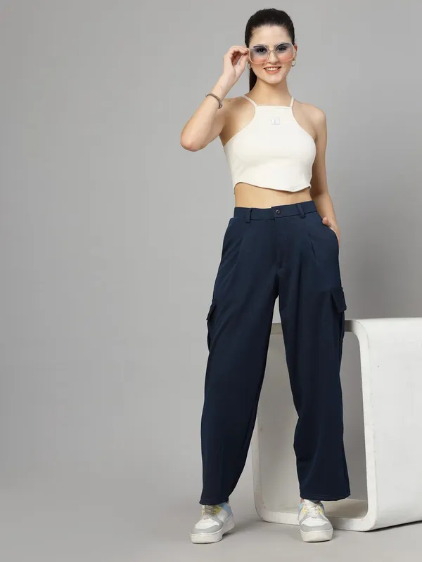 Silver_Relaxed_Fit_Cargo_Trouser_4_Pockets_Baggy_Pants_For_Women_&_Girls