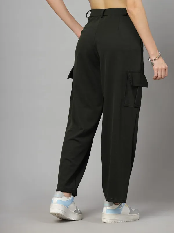 Green_Relaxed_Fit_Cargo_Trouser_4_Pockets_Baggy_Pants_For_Women_&_Girls