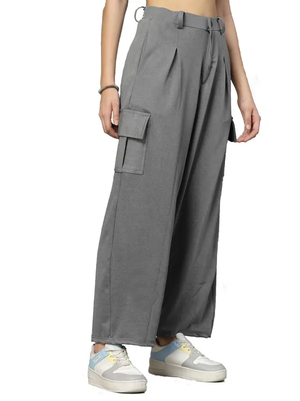 Light_Melange_Relaxed_Fit_Cargo_Trouser_4_Pockets_Baggy_Pants_For_Women_&_Girls