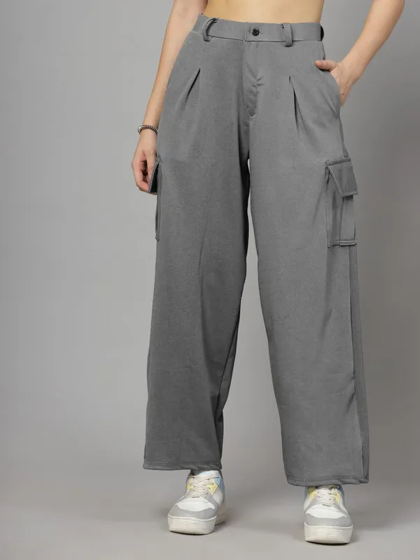 Light_Melange_Relaxed_Fit_Cargo_Trouser_4_Pockets_Baggy_Pants_For_Women_&_Girls