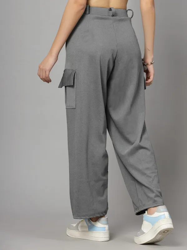 Light_Melange_Relaxed_Fit_Cargo_Trouser_4_Pockets_Baggy_Pants_For_Women_&_Girls