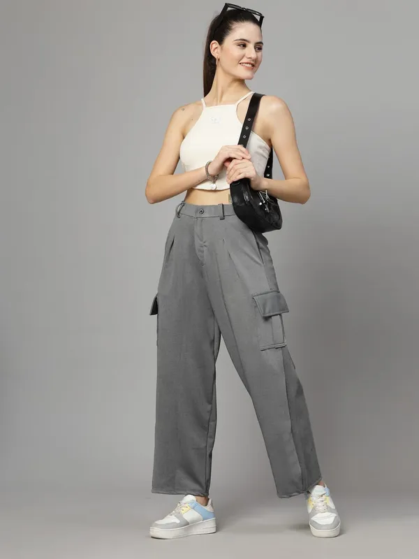Light_Melange_Relaxed_Fit_Cargo_Trouser_4_Pockets_Baggy_Pants_For_Women_&_Girls