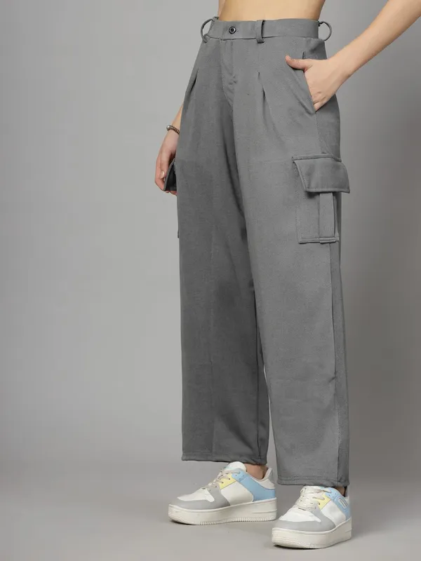 Light_Melange_Relaxed_Fit_Cargo_Trouser_4_Pockets_Baggy_Pants_For_Women_&_Girls