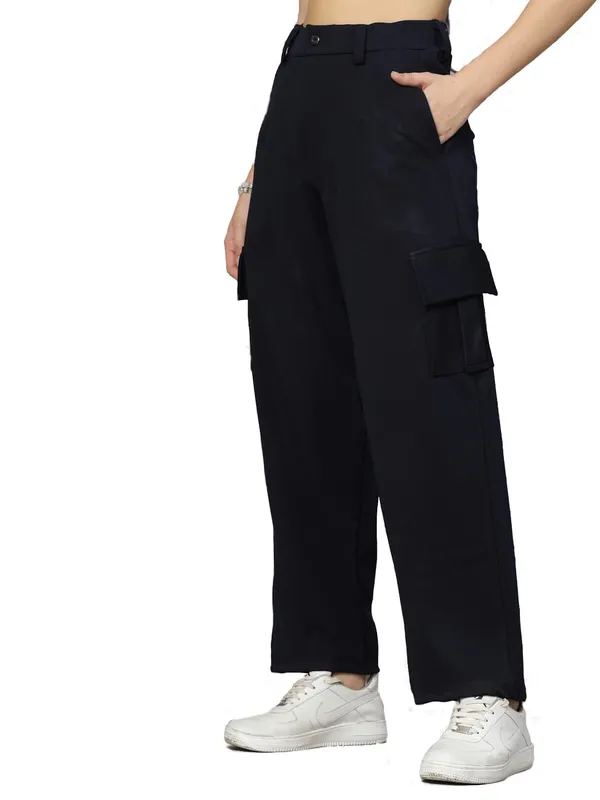 Navy_Relaxed_Fit_Cargo_Trouser_4_Pockets_Baggy_Pants_For_Women_&_Girls