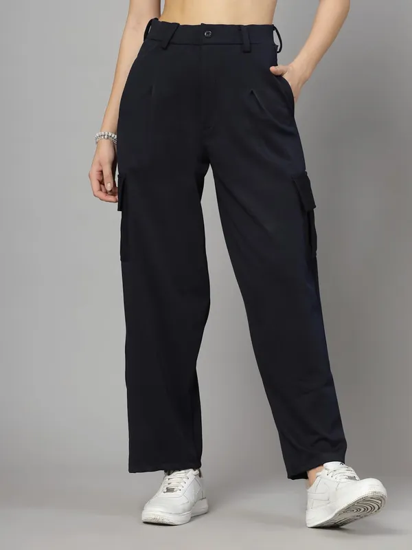 Navy_Relaxed_Fit_Cargo_Trouser_4_Pockets_Baggy_Pants_For_Women_&_Girls