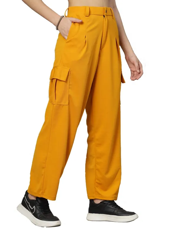 Mustard_Relaxed_Fit_Cargo_Trouser_4_Pockets_Baggy_Pants_For_Women_&_Girls
