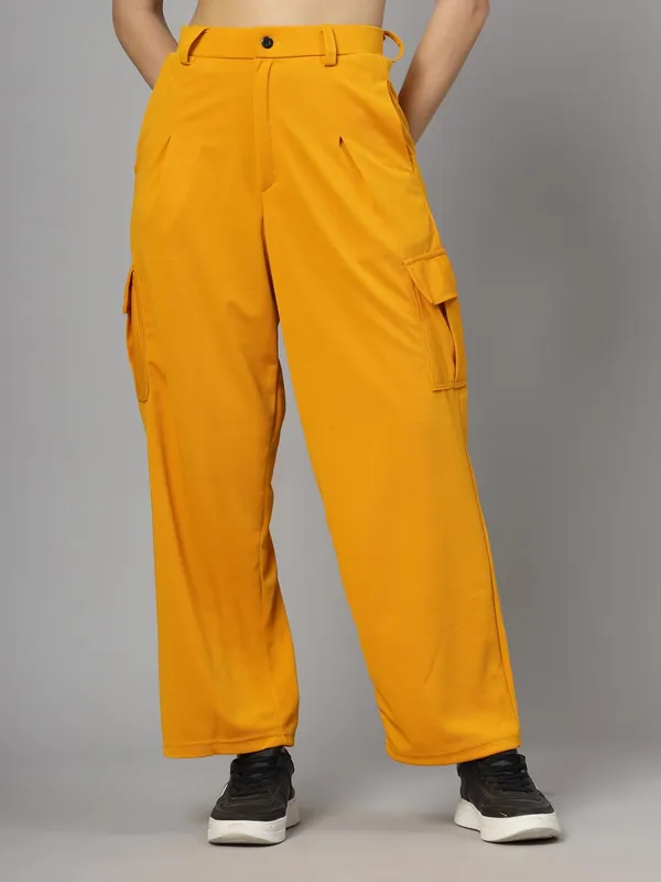 Mustard_Relaxed_Fit_Cargo_Trouser_4_Pockets_Baggy_Pants_For_Women_&_Girls