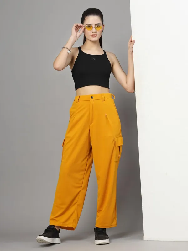 Mustard_Relaxed_Fit_Cargo_Trouser_4_Pockets_Baggy_Pants_For_Women_&_Girls