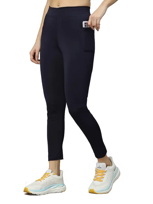 Navy_Gym_Wear_Cotton_Stretchable_Leggings_For_Women