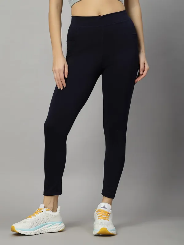 Navy_Gym_Wear_Cotton_Stretchable_Leggings_For_Women