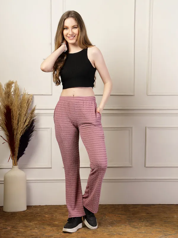 Lavender_Flared_Fit_Puff_Bell_Bottom_Trousers_With_Side_Pockets_For_Women_&_Girls