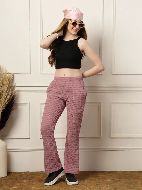 Lavender_Flared_Fit_Puff_Bell_Bottom_Trousers_With_Side_Pockets_For_Women_&_Girls