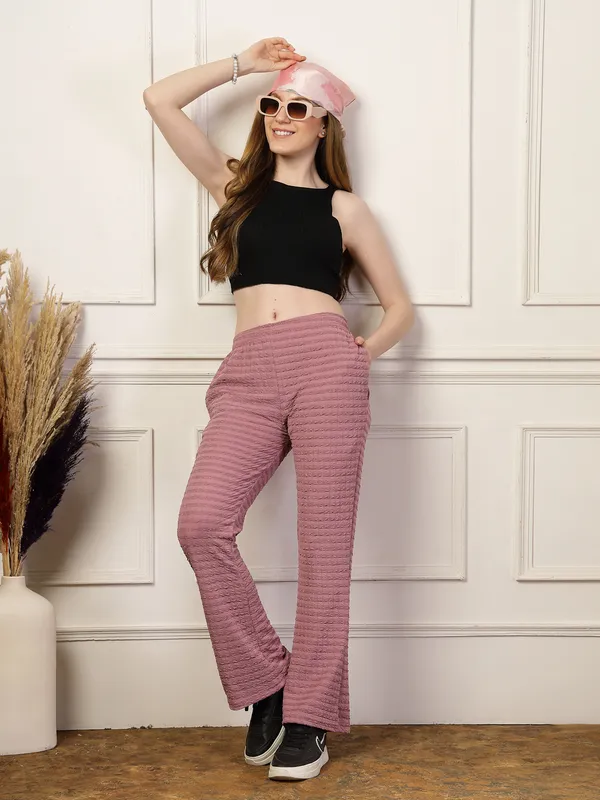 Lavender_Flared_Fit_Puff_Bell_Bottom_Trousers_With_Side_Pockets_For_Women_&_Girls