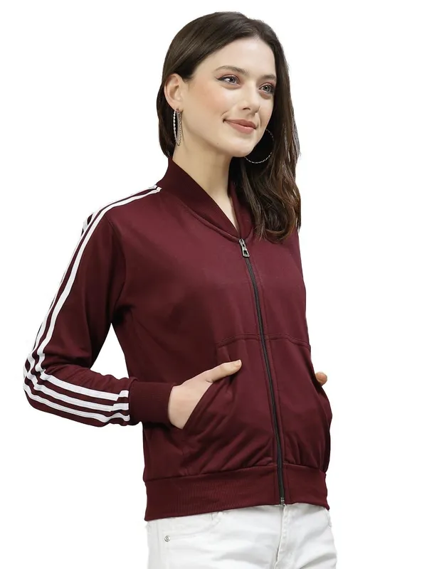Wine_Cotton_Full_Zipper_Fleece_Winter_Jacket_For_Women