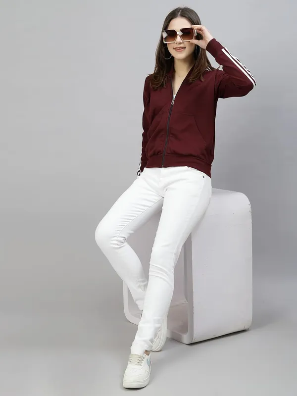 Wine_Cotton_Full_Zipper_Fleece_Winter_Jacket_For_Women