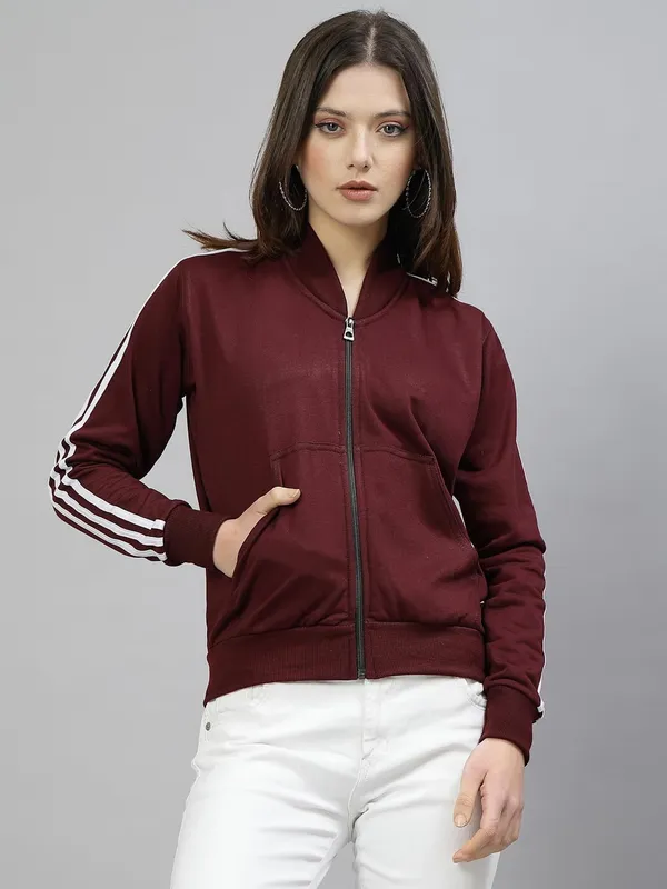 Wine_Cotton_Full_Zipper_Fleece_Winter_Jacket_For_Women