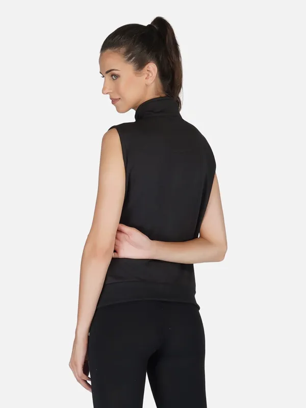 Black_Half_Sleeves_Cotton_Fleece_Premium_Jacket_For_Women_&_Girls