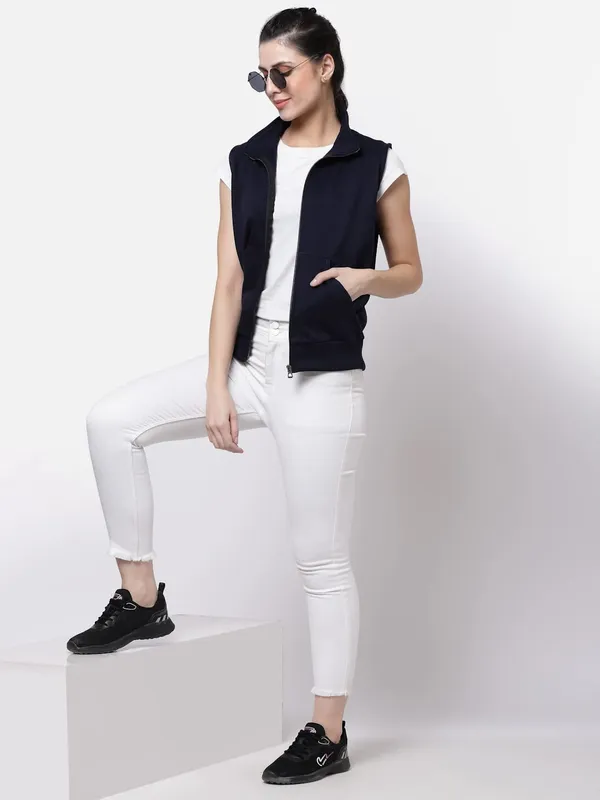 Navy_Blue_Half_Sleeves_Cotton_Fleece_Premium_Jacket_For_Women_&_Girls