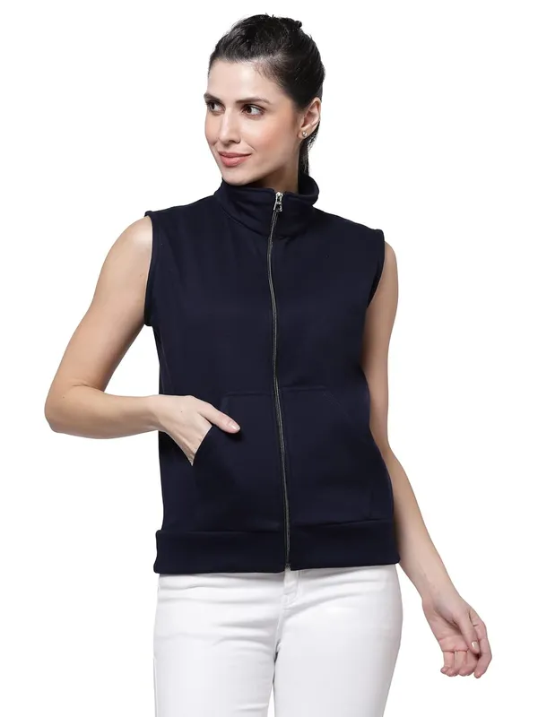 Navy_Blue_Half_Sleeves_Cotton_Fleece_Premium_Jacket_For_Women_&_Girls