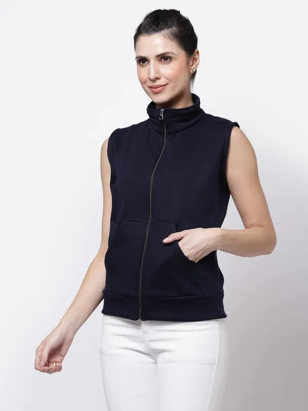 Navy_Blue_Half_Sleeves_Cotton_Fleece_Premium_Jacket_For_Women_&_Girls