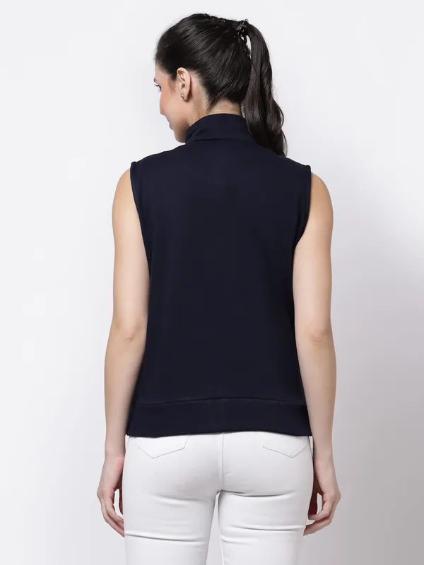 Navy_Blue_Half_Sleeves_Cotton_Fleece_Premium_Jacket_For_Women_&_Girls