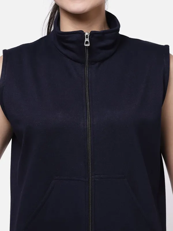 Navy_Blue_Half_Sleeves_Cotton_Fleece_Premium_Jacket_For_Women_&_Girls