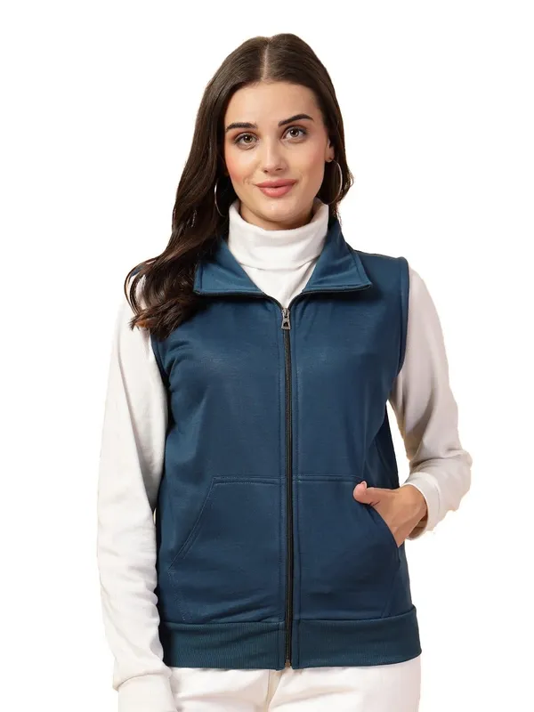 Sea_Green_Half_Sleeves_Cotton_Fleece_Premium_Jacket_For_Women_&_Girls