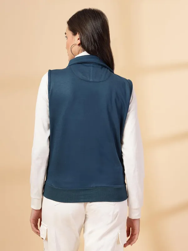 Sea_Green_Half_Sleeves_Cotton_Fleece_Premium_Jacket_For_Women_&_Girls