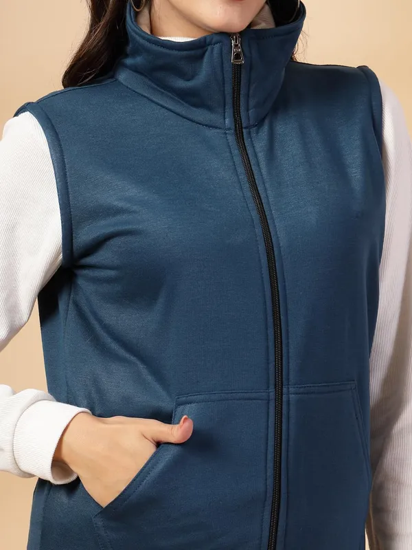 Sea_Green_Half_Sleeves_Cotton_Fleece_Premium_Jacket_For_Women_&_Girls