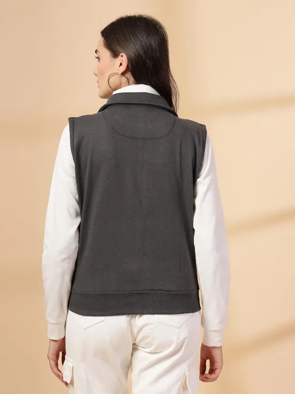 Stone_Grey_Half_Sleeves_Cotton_Fleece_Premium_Jacket_For_Women_&_Girls