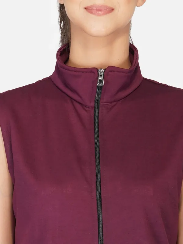 Wine_Half_Sleeves_Cotton_Fleece_Premium_Jacket_For_Women_&_Girls