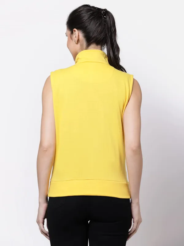 Yellow_Half_Sleeves_Cotton_Fleece_Premium_Jacket_For_Women_&_Girls