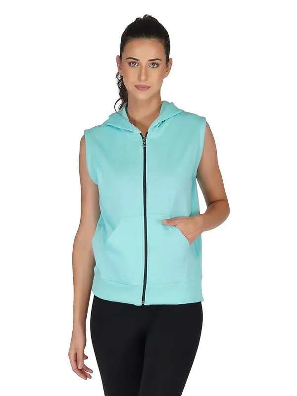 Aqua_Half_Sleeves_Standard_Length_Cotton_Fleece_Premium_Jacket_With_Hood_For_Women_&_Girls