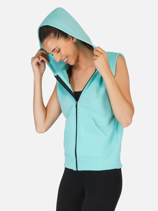 Aqua_Half_Sleeves_Standard_Length_Cotton_Fleece_Premium_Jacket_With_Hood_For_Women_&_Girls