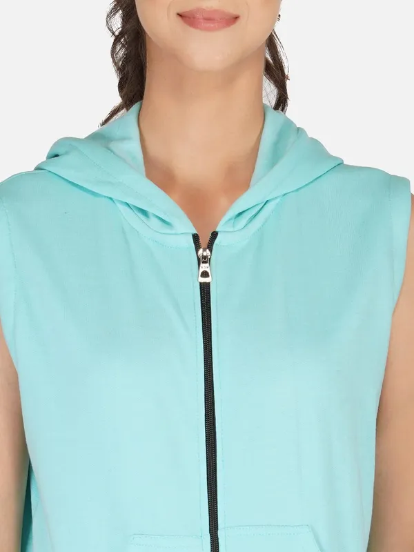 Aqua_Half_Sleeves_Standard_Length_Cotton_Fleece_Premium_Jacket_With_Hood_For_Women_&_Girls