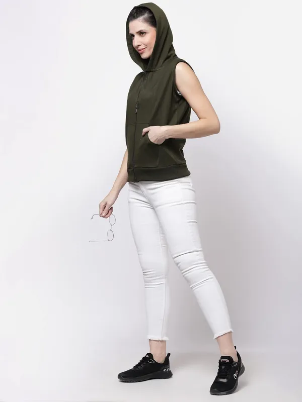 Green_Half_Sleeves_Standard_Length_Cotton_Fleece_Premium_Jacket_With_Hood_For_Women_&_Girls