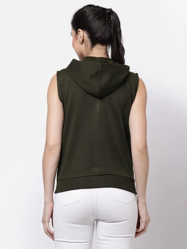 Green_Half_Sleeves_Standard_Length_Cotton_Fleece_Premium_Jacket_With_Hood_For_Women_&_Girls