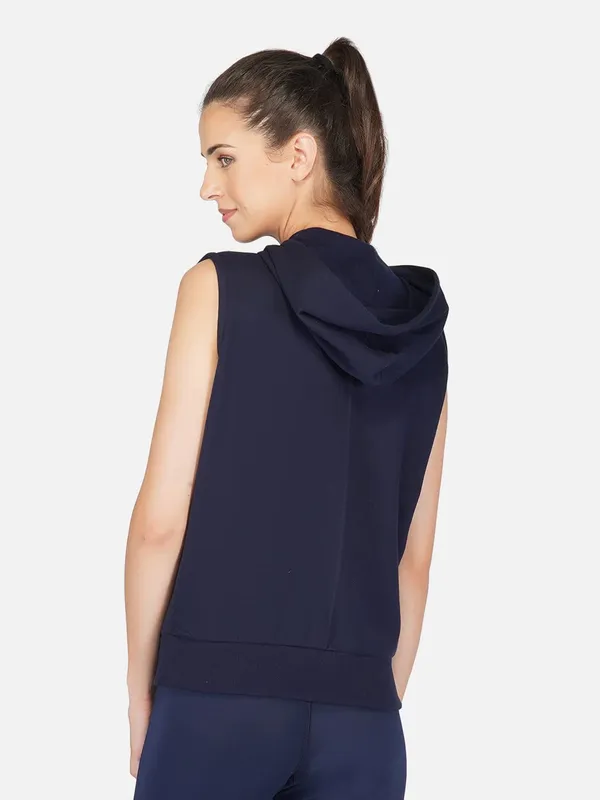 Navy_Blue_Half_Sleeves_Standard_Length_Cotton_Fleece_Premium_Jacket_With_Hood_For_Women_&_Girls