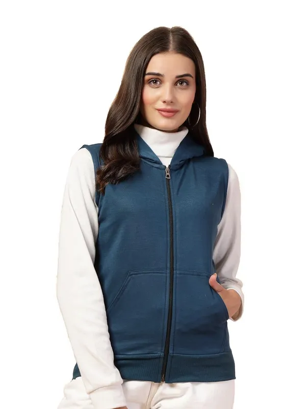 Sea_Green_Half_Sleeves_Standard_Length_Cotton_Fleece_Premium_Jacket_With_Hood_For_Women_&_Girls