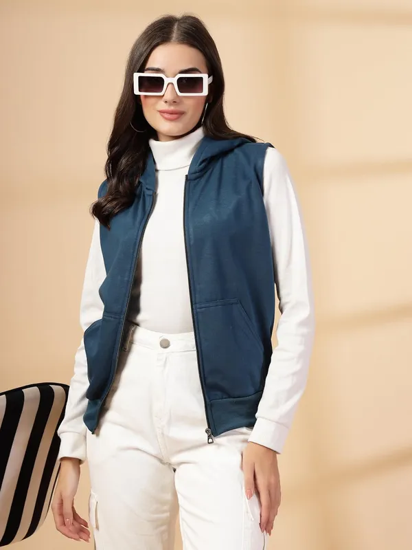 Sea_Green_Half_Sleeves_Standard_Length_Cotton_Fleece_Premium_Jacket_With_Hood_For_Women_&_Girls