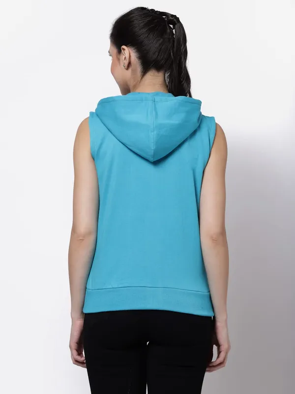 Turquoise_Blue_Half_Sleeves_Standard_Length_Cotton_Fleece_Premium_Jacket_With_Hood_For_Women_&_Girls