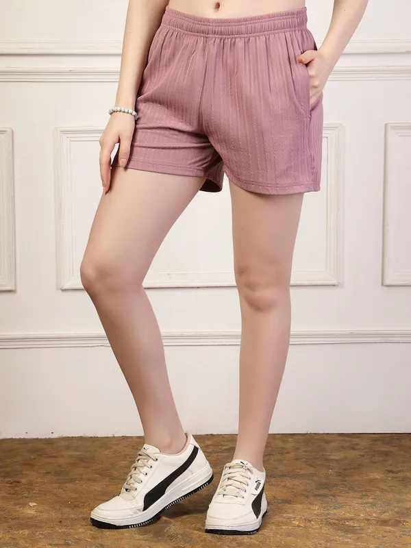 Lavender_&_Wine_Elastic_Waist_Linen_Relaxed_Fit_Shorts_With_Side_Pockets_For_Women_&_Girls_(Pack_Of_2)