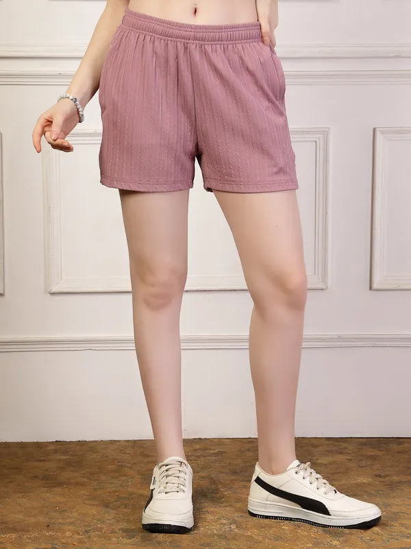 Lavender_&_Wine_Elastic_Waist_Linen_Relaxed_Fit_Shorts_With_Side_Pockets_For_Women_&_Girls_(Pack_Of_2)