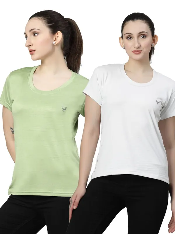 White_&_Green_Comfort_Active_Fit_Workout_Sports_Gym_T-Shirt_(Pack_Of_2)